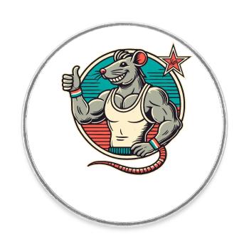 Fit Gym Rat Pouces vers le haut - Magnet rond - blanc - Devant