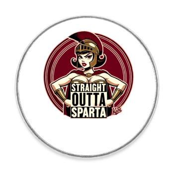 Spartan Warriors : tout droit venu de Sparte - Magnet rond - blanc - Devant