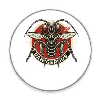 Mouche insecte dangereuse - Magnet rond - blanc - Devant