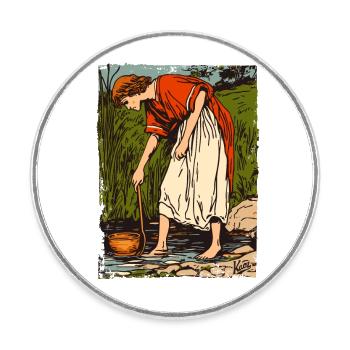 La vie médiévale sur la rivière - Magnet rond - blanc - Devant