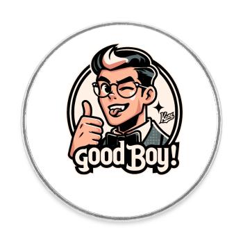 Attractive smart man, thumbs up, good boy! - Round  fridge magnet - white - Front