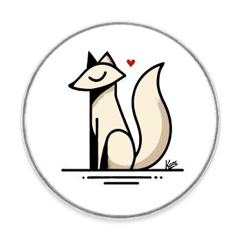 Renard Amour avec le cœur - Magnet rond - blanc - Devant