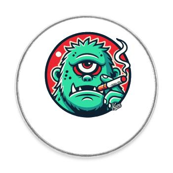 Cool Green Monster Guy - Round  fridge magnet - white - Front
