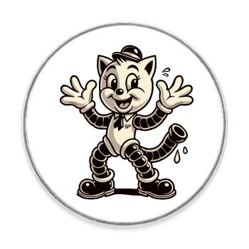 Retro Classic Rubber Pants Cat - Round  fridge magnet - white - Front