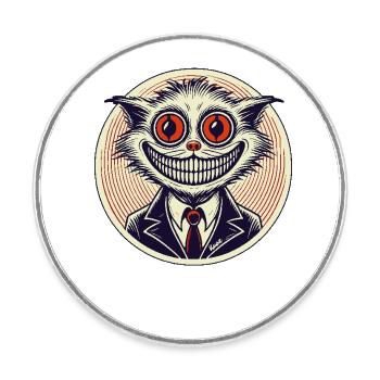 Horror-Grinsen-Katze - Runder Kühlschrankmagnet - Weiß - Vorne