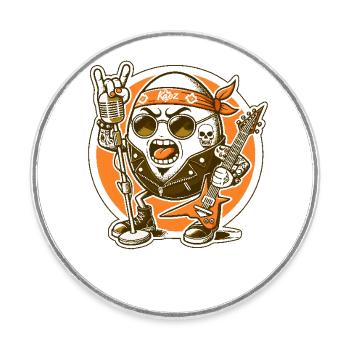 Rock music, guitar and a rocking band egg - Round  fridge magnet - white - Front
