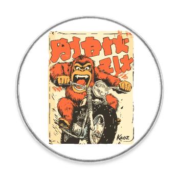 Verrückter Orang-Utan – Motorrad-Biker - Runder Kühlschrankmagnet - Weiß - Vorne