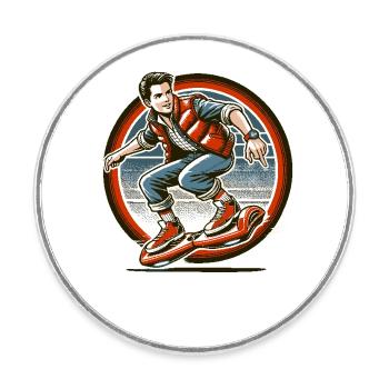 Hoverboarding is timeless fun - Round  fridge magnet - white - Front