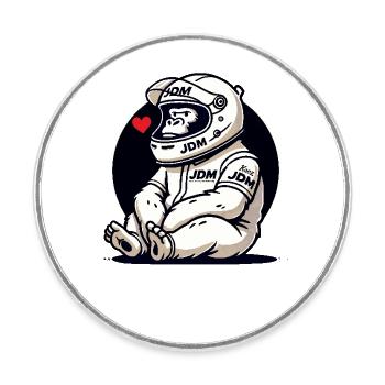 Gorilla en tant que coureur de voitures de sport JDM au Japon - Magnet rond - blanc - Devant