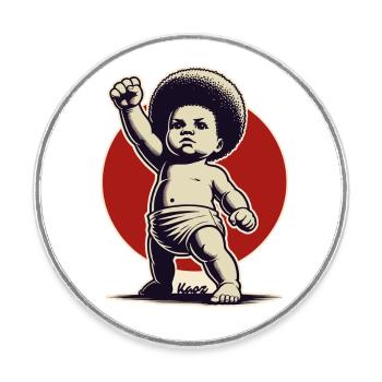 Baby in freedom pose - Round  fridge magnet - white - Front