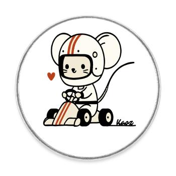 Go-Kart Mouse Racer - Round  fridge magnet - white - Front