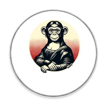 Mona-Affe – Verspieltes Affenmotiv - Runder Kühlschrankmagnet - Weiß - Vorne