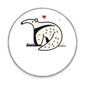 Funny anteater with heart - Round  fridge magnet - white - Front