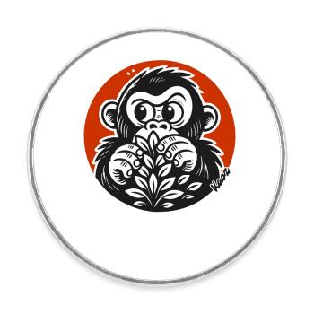 Versteckter Affe: Lustiges Gorilla Cartoon - Runder Kühlschrankmagnet - Weiß - Vorne