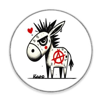 Rebellious & Funny: Anarchy Punk Donkeys - Round  fridge magnet - white - Front