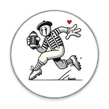 Französischer Pantomime spielt American Football - Runder Kühlschrankmagnet - Weiß - Vorne