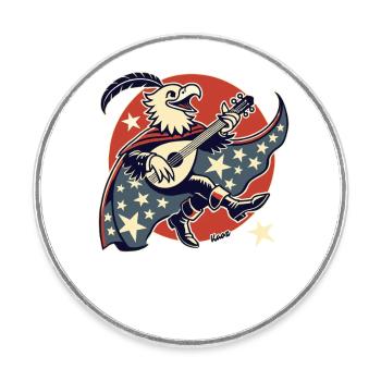 USA Patriotic Bardic Eagle with Guitar - Round  fridge magnet - white - Front