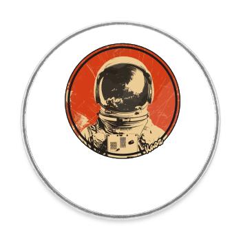 Retro Astronaut Space Design - Round  fridge magnet - white - Front