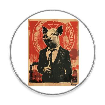Business Schwein – Stilvoll und Erfolgreich - Runder Kühlschrankmagnet - Weiß - Vorne