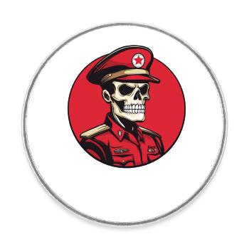 Skeleton Commander – Esthétique militaire sombre - Magnet rond - blanc - Devant