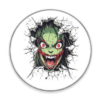 Un monstre effrayant traverse le mur - Magnet rond - blanc - Devant