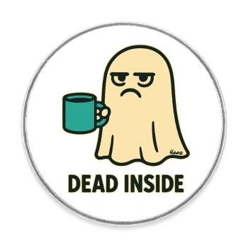 Geist mit Kaffee und innerlich totem Blick - Runder Kühlschrankmagnet - Weiß - Vorne