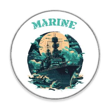 Schwarze Welle – Elite Kriegschiff - Marine - Runder Kühlschrankmagnet - Weiß - Vorne