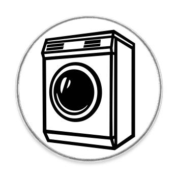Waschmaschine (washing machine) - Runder Kühlschrankmagnet - Weiß - Vorne