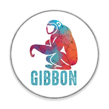 Gibbon Affe - Runder Kühlschrankmagnet - Weiß - Vorne