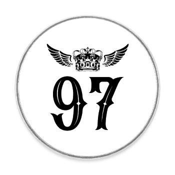 97 Number crown - Round  fridge magnet - white - Front