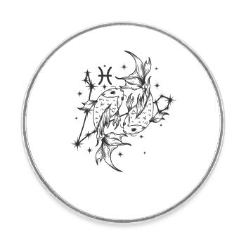 Pisces Zodiac sign February March - Round  fridge magnet - white - Front