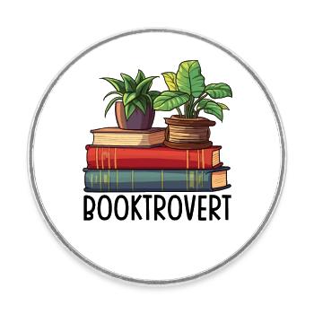 Booktrovert - Round  fridge magnet - white - Front