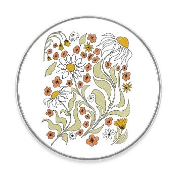 Boho Wildflower Damen T-Shirt, Vintage Wildflower - Runder Kühlschrankmagnet - Weiß - Vorne