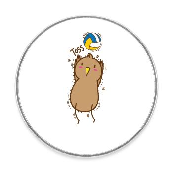 Volleyball Kiwi Bird et Kiwi Fruit - Magnet rond - blanc - Devant