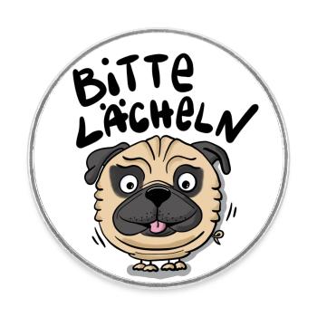 Mops Lächeln - Runder Kühlschrankmagnet - Weiß - Vorne