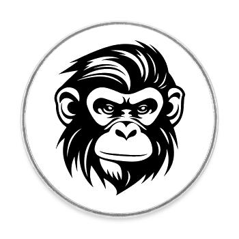 Tête de singe - Magnet rond - blanc - Devant