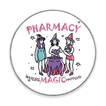 Apotheke | Where magic happens - Runder Kühlschrankmagnet - Weiß - Vorne