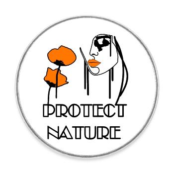 Protect Nature Porträt von orangefarbenem Mohn und Bienen - Runder Kühlschrankmagnet - Weiß - Vorne