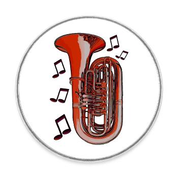 Tuba notes orange - Round  fridge magnet - white - Front