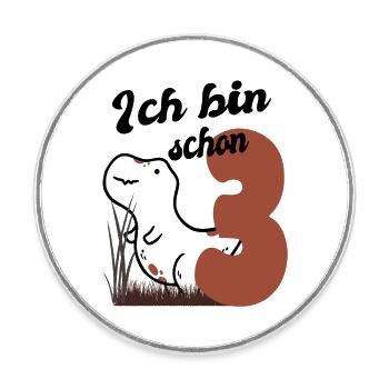 Kinder Geburtstag 3 Jahre Dino - Runder Kühlschrankmagnet - Weiß - Vorne