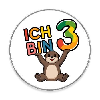Ich bin 3 Jahre dritter Geburtstag - Runder Kühlschrankmagnet - Weiß - Vorne