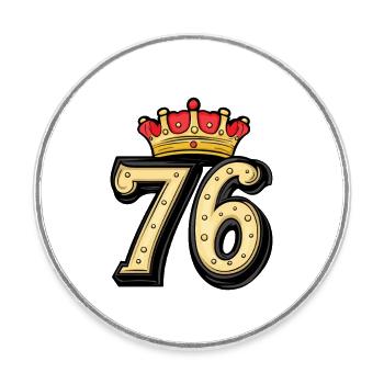 76 Zahl Krone - Runder Kühlschrankmagnet - Weiß - Vorne