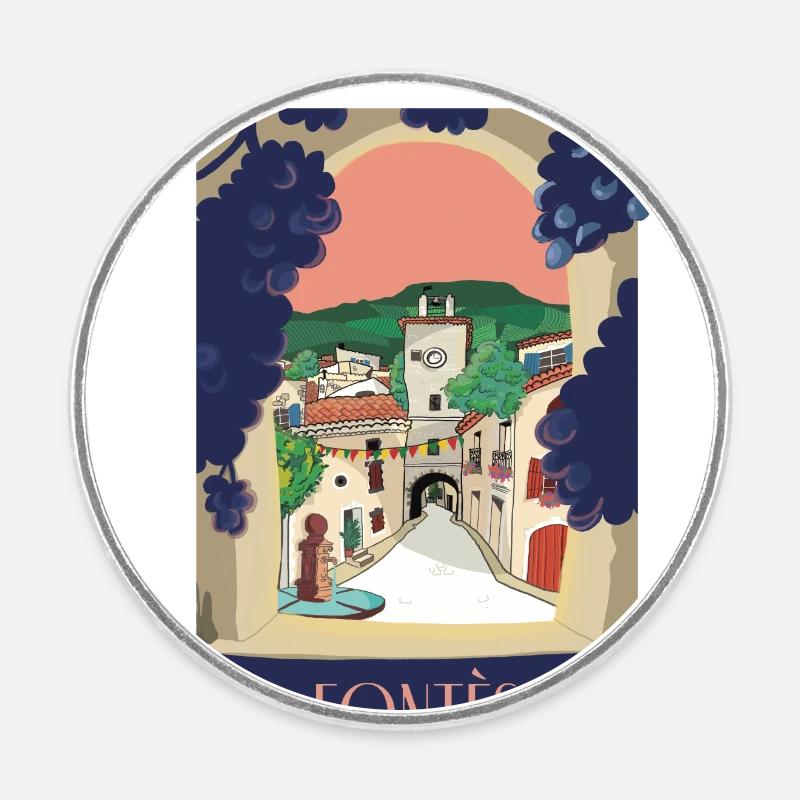Terragrafika - Fontès - textile et goodies - Magnet rond - blanc