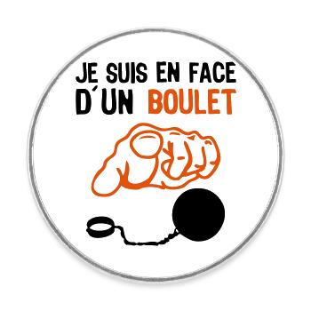 je suis face boulet insulte doigt pointe - Magnet rond - blanc - Devant