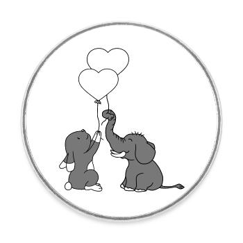 2 freunde elefant team paar luftballon herz liebe - Runder Kühlschrankmagnet - Weiß - Vorne