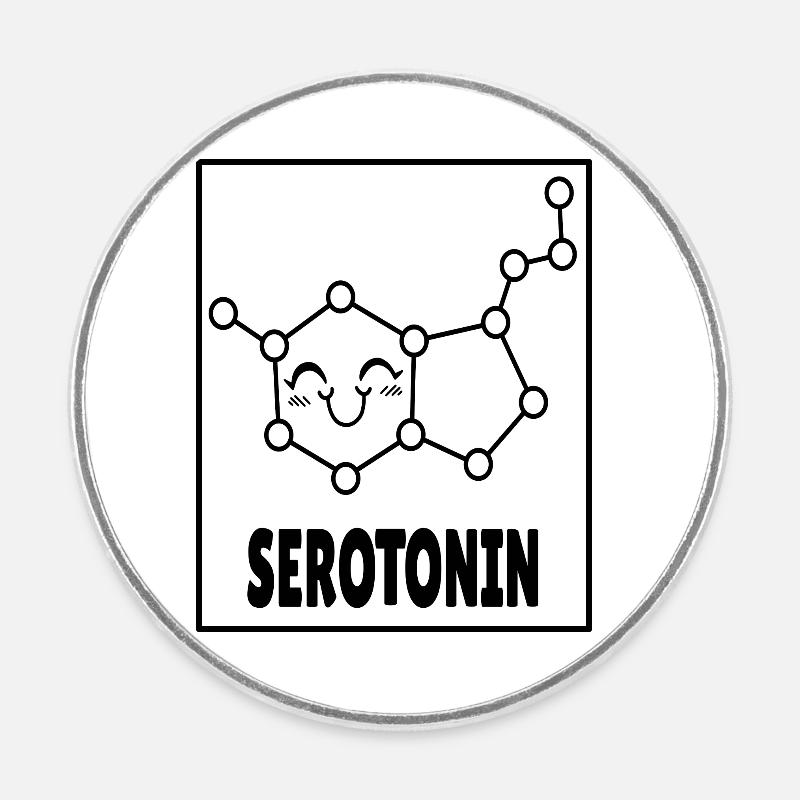 Sérotonine molécule drôle cadeau laboratoire de chimie - Magnet rond - blanc