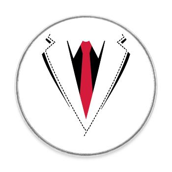 Nœud papillon ou costume de cravate. - Magnet rond - blanc - Devant