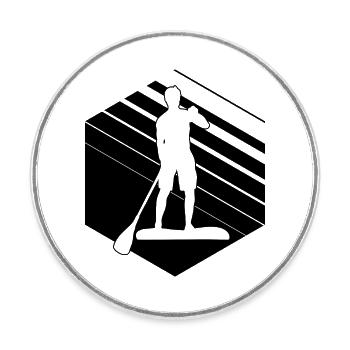 Standup Paddling Herren Stand Up Paddle Sup - Runder Kühlschrankmagnet - Weiß - Vorne
