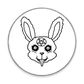 Pentagram Rabbit Satan - Round  fridge magnet - white - Front