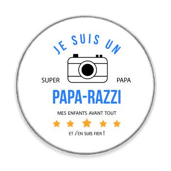 Papa razzi - Magnet rond - blanc - Devant